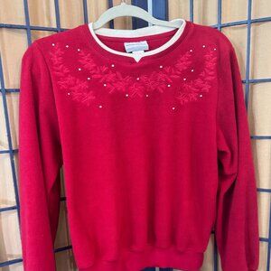 Alfred Dunner Petite red holiday sweater in size PS